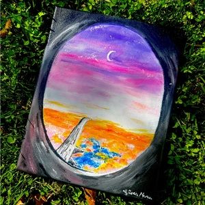 View from an airplane window- acrylic on canvas